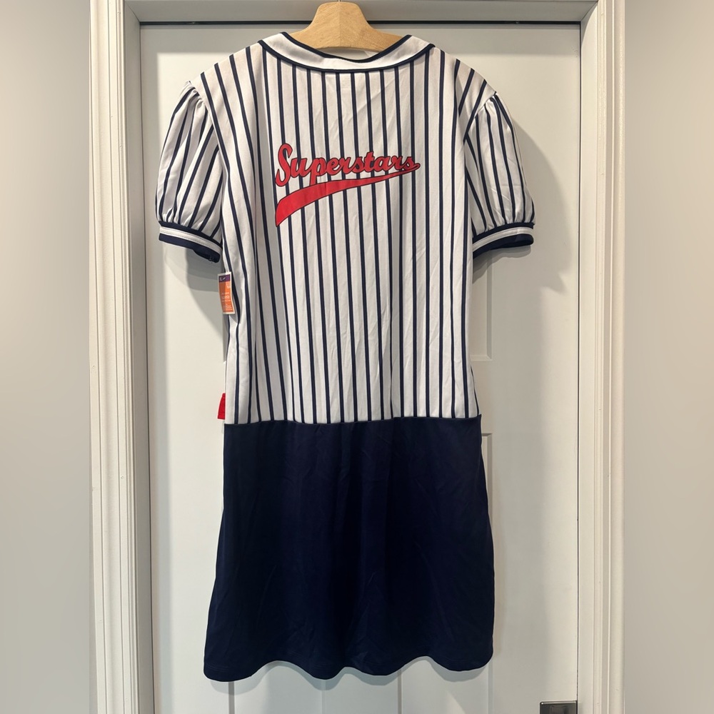 New Striped Baseball-Inspired Superstar Adult Costume with Red Belt - Size XL - Picture 2 of 7